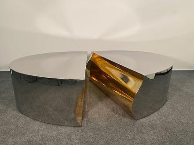 Karl Springer LTD Modern Stainless Steel Bronze Center Freeform Cocktail Table Karl Springer