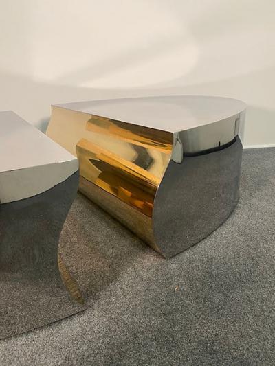 Karl Springer LTD Modern Stainless Steel Bronze Center Freeform Cocktail Table Karl Springer