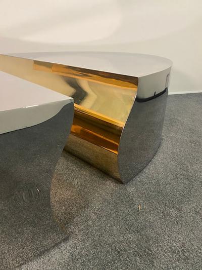 Karl Springer LTD Modern Stainless Steel Bronze Center Freeform Cocktail Table Karl Springer