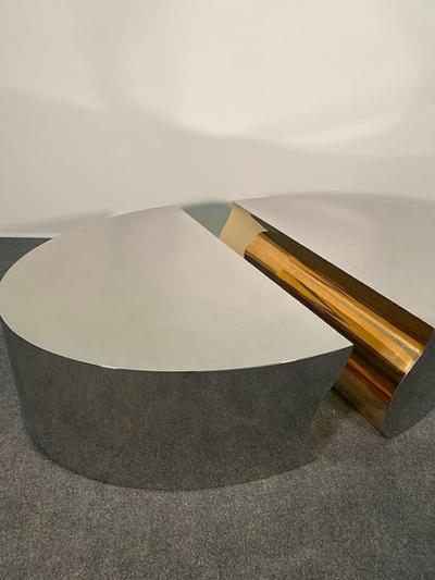 Karl Springer LTD Modern Stainless Steel Bronze Center Freeform Cocktail Table Karl Springer