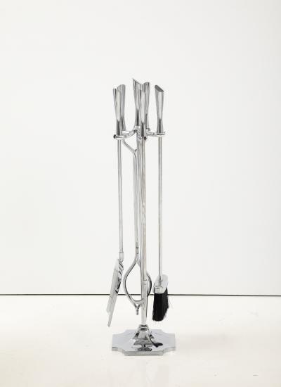 Karl Springer LTD Modernist Chromed Steel Fire Tools