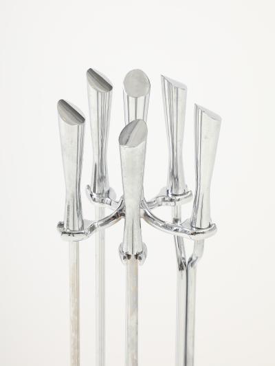 Karl Springer LTD Modernist Chromed Steel Fire Tools