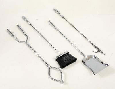 Karl Springer LTD Modernist Chromed Steel Fire Tools