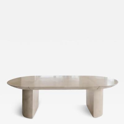 Karl Springer Lacquered Goatskin Expandable Dining Table Karl Springer Attributed 2 Leaves