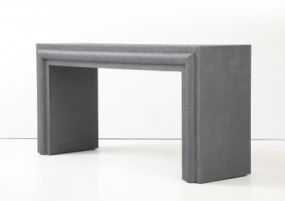 Karl Springer Lacquered Linen Console Table in the style of Karl Springer 
