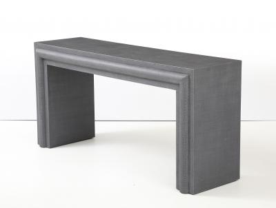 Karl Springer Lacquered Linen Console Table in the style of Karl Springer 