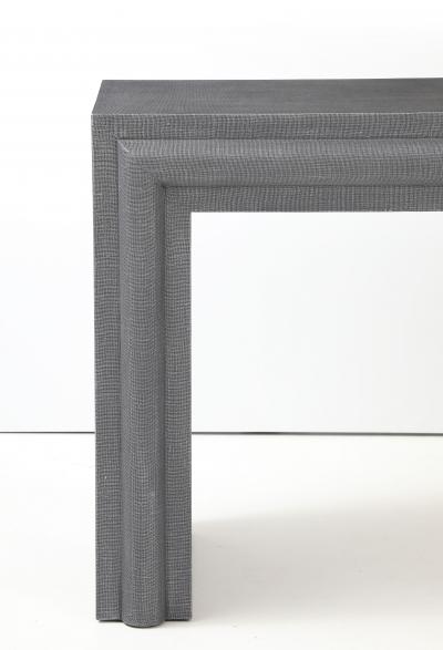 Karl Springer Lacquered Linen Console Table in the style of Karl Springer 