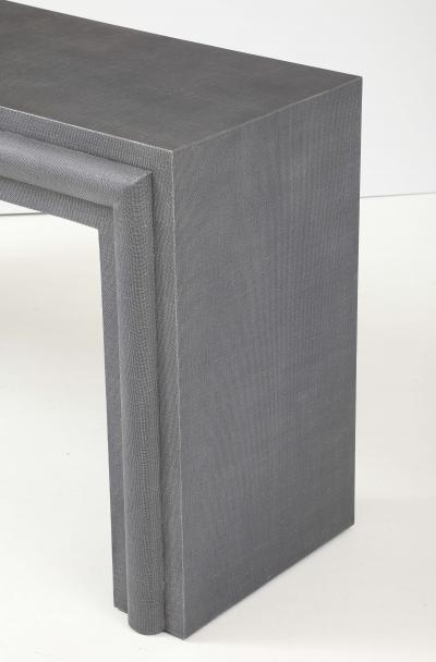 Karl Springer Lacquered Linen Console Table in the style of Karl Springer 