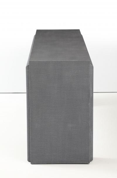 Karl Springer Lacquered Linen Console Table in the style of Karl Springer 