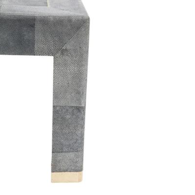 Karl Springer Large Blue Shagreen Cocktail Table Bone Inlay Style of Karl Springer 1985
