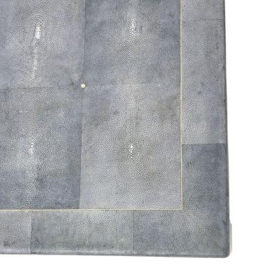 Karl Springer Large Blue Shagreen Cocktail Table Bone Inlay Style of Karl Springer 1985