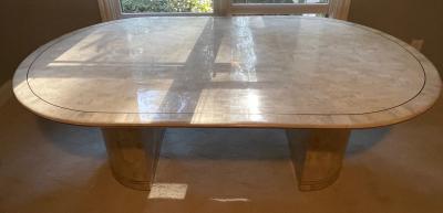Karl Springer Large Dining Table with Stone Mosaic Surface by Karl Springer