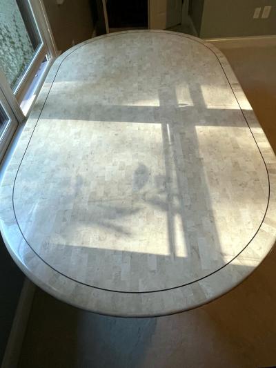 Karl Springer Large Dining Table with Stone Mosaic Surface by Karl Springer