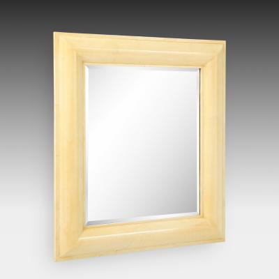 Karl Springer Large Lacquered Goatskin Beveled Wall Mirror by Karl Springer