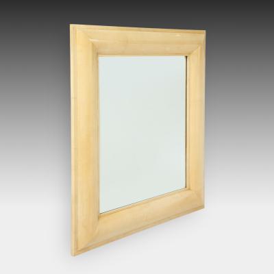 Karl Springer Large Lacquered Goatskin Beveled Wall Mirror by Karl Springer