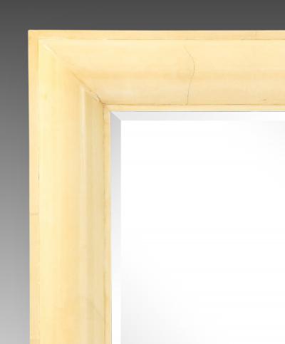 Karl Springer Large Lacquered Goatskin Beveled Wall Mirror by Karl Springer