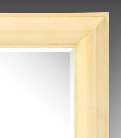 Karl Springer Large Lacquered Goatskin Beveled Wall Mirror by Karl Springer