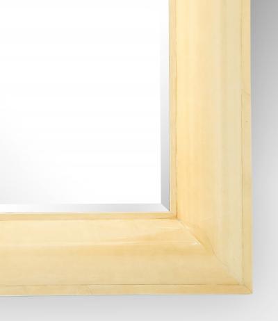Karl Springer Large Lacquered Goatskin Beveled Wall Mirror by Karl Springer