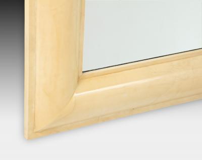 Karl Springer Large Lacquered Goatskin Beveled Wall Mirror by Karl Springer