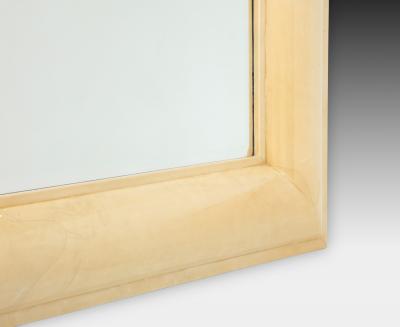Karl Springer Large Lacquered Goatskin Beveled Wall Mirror by Karl Springer