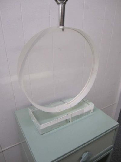 Karl Springer Large Scale Karl Springer Style Circular Lucite Lamp Hollywood Regency Modern