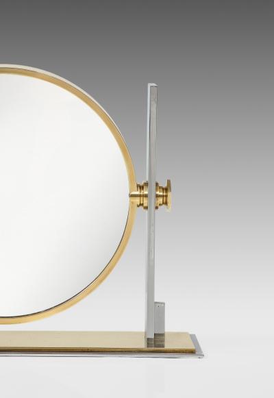 Karl Springer Large Vanity Mirror in Brass and Chrome by Karl Springer