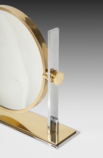 Karl Springer Large Vanity Mirror in Brass and Chrome by Karl Springer