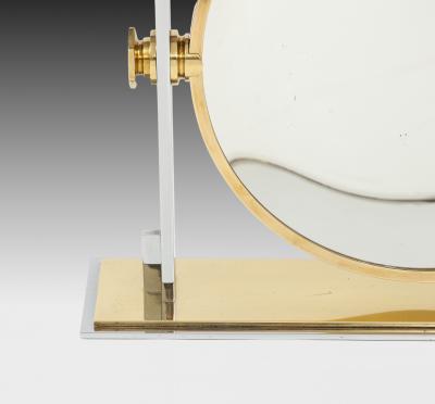 Karl Springer Large Vanity Mirror in Brass and Chrome by Karl Springer