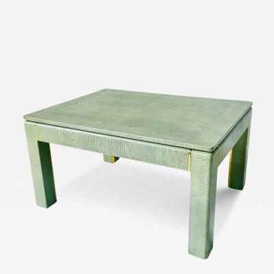 Karl Springer Lizard Skin Side End Table with Brass Trim 1970