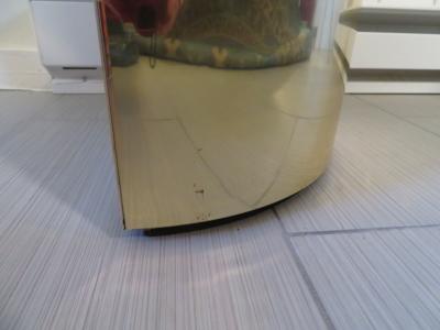 Karl Springer Lovely Brass Half Cylinder Console Table Mid Century modern Karl Springer style