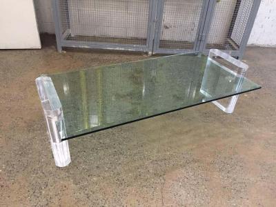 Karl Springer Lucite Coffee Table Style of Karl Springer