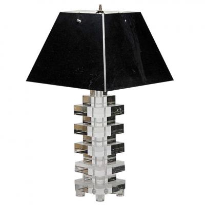 Karl Springer Lucite Table Lamp With Chrome Metal Shade Karl Springer