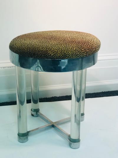 Karl Springer Lucite and Chrome Bench in the Style of Karl Springer