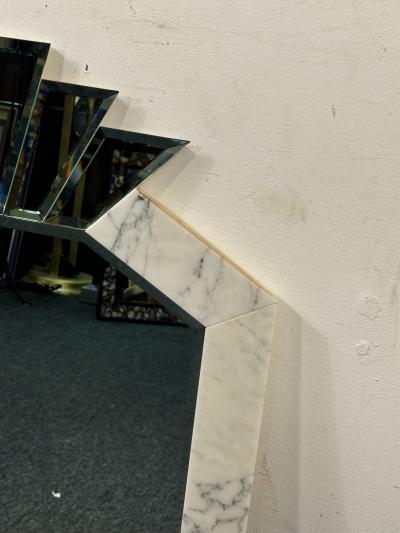 Karl Springer MAGNIFICIENT ART DECO REVIVAL BEVELED MIRROR AND MARBLE FRAME MIRROR