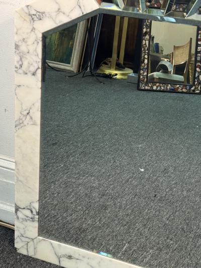 Karl Springer MAGNIFICIENT ART DECO REVIVAL BEVELED MIRROR AND MARBLE FRAME MIRROR