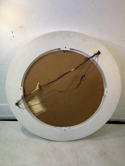 Karl Springer MATTE WHITE ENAMELED PUFFY DOUBLE EDGE ROUND MIRROR BY KARL SPRINGER