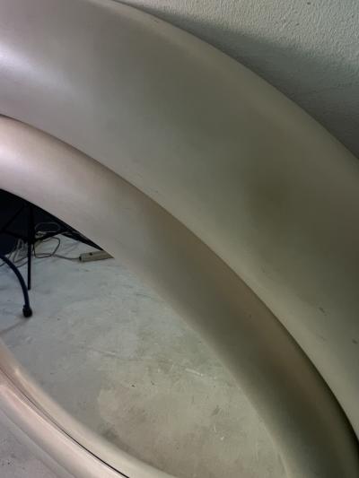 Karl Springer MATTE WHITE ENAMELED PUFFY DOUBLE EDGE ROUND MIRROR BY KARL SPRINGER