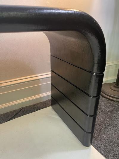 Karl Springer MODERN BLACK GRASSCLOTH CONSOLE IN THE MANNER OF KARL SPRINGER
