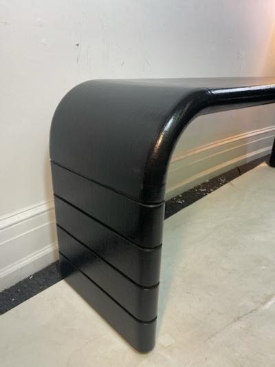 Karl Springer MODERN BLACK GRASSCLOTH CONSOLE IN THE MANNER OF KARL SPRINGER