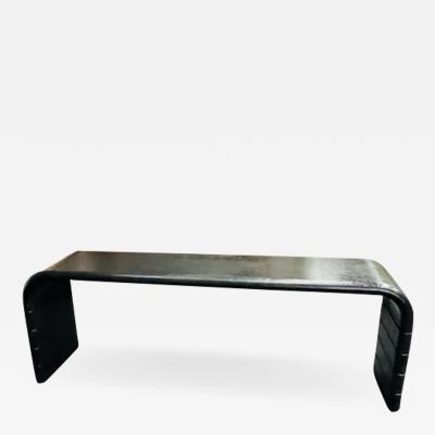Karl Springer MODERN BLACK GRASSCLOTH CONSOLE IN THE MANNER OF KARL SPRINGER