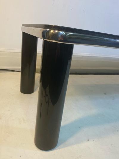 Karl Springer MODERN BLACK MARBLE AND CHROME COFFEE TABLE BY KARL SPRINGER