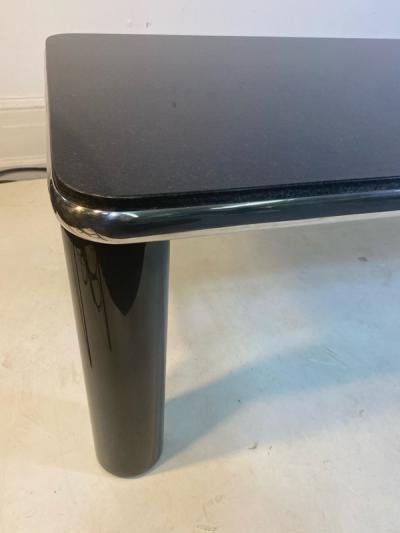 Karl Springer MODERN BLACK MARBLE AND CHROME COFFEE TABLE BY KARL SPRINGER
