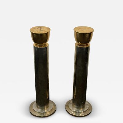 Karl Springer MODERN BRASS CHROME COLUMN PEDESTALS