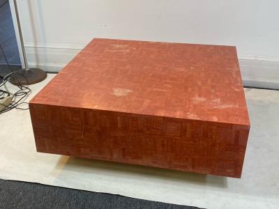 Karl Springer MODERN BURNT ORANGE TESSELLATED STONE COFFEE TABLE
