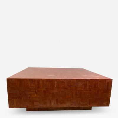 Karl Springer MODERN BURNT ORANGE TESSELLATED STONE COFFEE TABLE