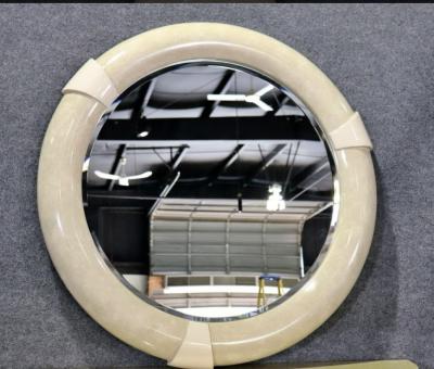 Karl Springer MODERN DEMILUNE CONSOLE AND MIRROR IN THE MANNER OF KARL SPRINGER