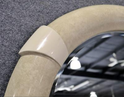 Karl Springer MODERN DEMILUNE CONSOLE AND MIRROR IN THE MANNER OF KARL SPRINGER