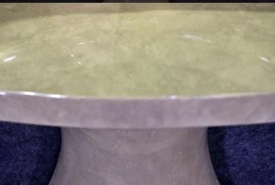 Karl Springer MODERN DEMILUNE CONSOLE AND MIRROR IN THE MANNER OF KARL SPRINGER