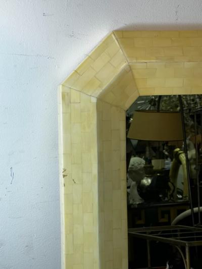 Karl Springer MODERN EMERALD SHAPED TESSELATED MARBLE MIRROR IN THE MANNER OF KARL SPRINGER