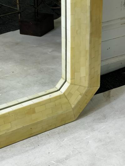 Karl Springer MODERN EMERALD SHAPED TESSELATED MARBLE MIRROR IN THE MANNER OF KARL SPRINGER